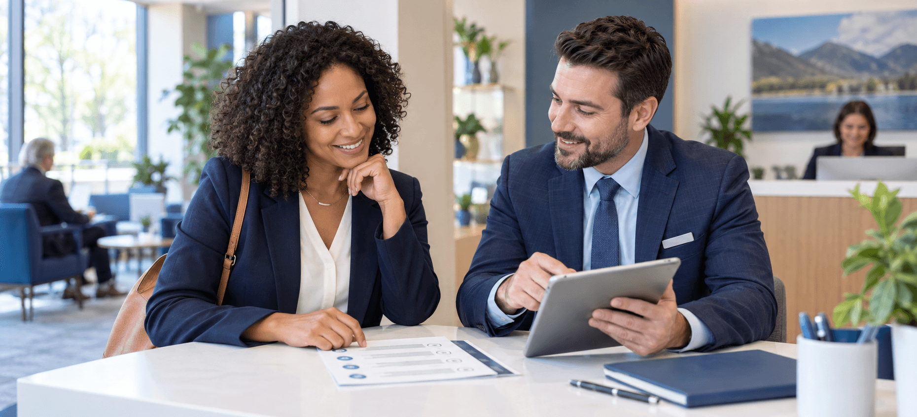 A member reviewing membership options with a professional association advisor